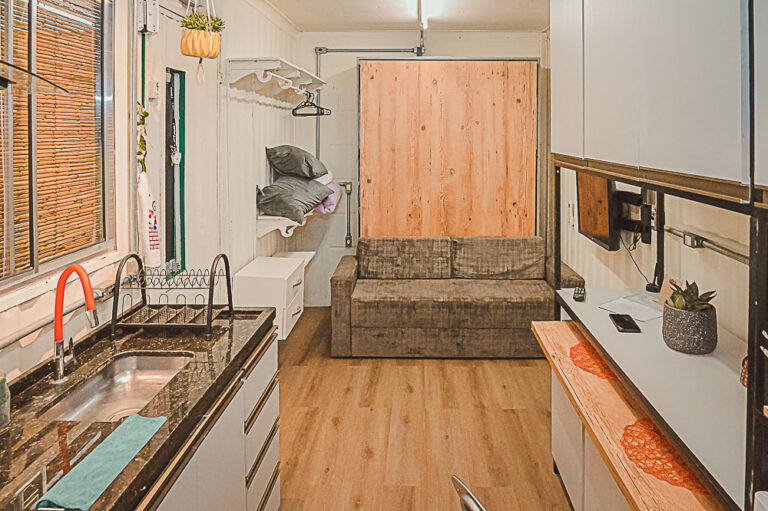 Full interior of a Teu Living container loft